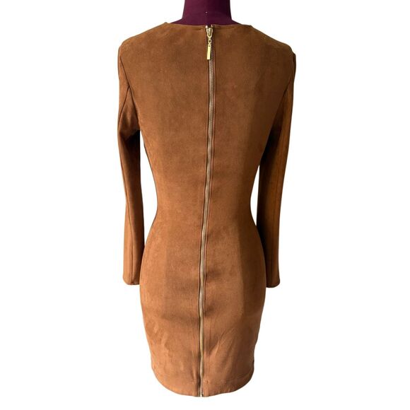 Mistress Rocks Tan Brown Faux Suede Long Sleeve Mini Dress XS ASO Kylie Jenner - Picture 4 of 11